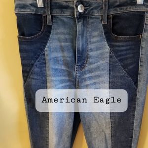 American Eagle Short-length released hem dual tone jeggings